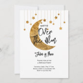 Über dem Mond funkelnder Kindergeburtstag Einladung (Vorderseite)