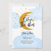 Über dem Mond funkelnder Kindergeburtstag Einladung (Vorderseite)