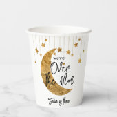 Über dem Mond funkelnder Kindergeburtstag Pappbecher (Rückseite)