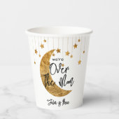 Über dem Mond funkelnder Kindergeburtstag Pappbecher (Vorderseite)