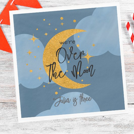 Über dem Mond funkelnder Mondmond Kindergeburtstag Serviette