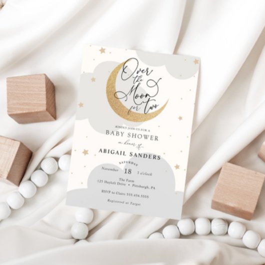 Über dem Mond für zwei Zwillingsduschen Einladung