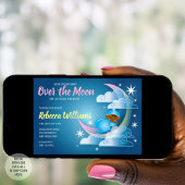 Über dem Mond geklatschte Babydusche - dunkle Haut Einladung