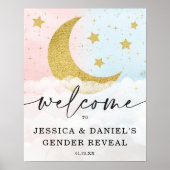 Über dem Mond Gender Reveal Baby Welcome Poster (Vorne)