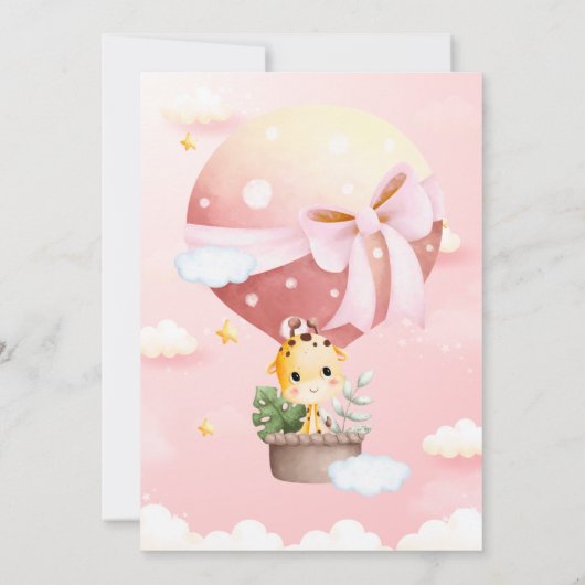 Über dem Mond Giraffe Babydusche Einladung (Rückseite)