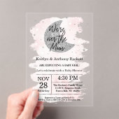 Über dem Mond | Girls Baby Shower Acryleinladungen (Insitu (Handheld))