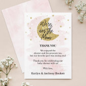 Über dem Mond | Girls Baby Shower Dankeskarte