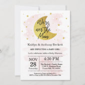 Über dem Mond | Girls Baby Shower Einladung (Vorderseite)