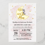 Über dem Mond | Girls Baby Shower Real Folieneinladung (Vorderseite)