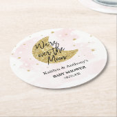 Über dem Mond | Girls Baby Shower Runder Pappuntersetzer (Angewinkelt)