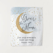 Über dem Mond, Gold Glitzer Blue Baby Dusche Wandteppich (Vorderseite)