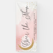 Über dem Mond, Gold Glitzer Pink Baby Dusche Party Banner (Vertikal)