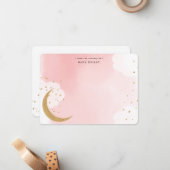 Über dem Mond-Gold-Glitzer, rosa Personalisierte F Mitteilungskarte (Vorderseite/Rückseite Beispiel)