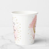 Über dem Mond Gold & Pink Babydusche Personalisier Pappbecher (Rechts)