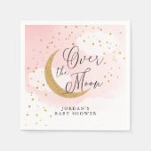 Über dem Mond Gold & Pink Babydusche Personalisier Serviette (Vorderseite)