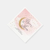 Über dem Mond Gold & Pink Babydusche Personalisier Serviette (Ecke)