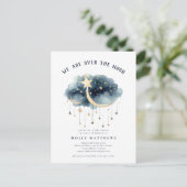 Über dem Mond Gold Stars Kinderdusche Einladung Postkarte (Stehend Vorderseite)