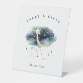 Über dem Mond Gold Stars Kinderduschkarten & Gesch Sockelschild (Vorderseite)