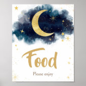 Über dem Mond Gold Sterne Blue Food Poster (Vorne)
