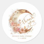 Über dem Mond goldene Babydusche Danke Runder Aufkleber (Vorderseite)