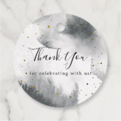 Über dem Mond, Graue Sky Babydusche Geschenkanhänger (Rückseite)