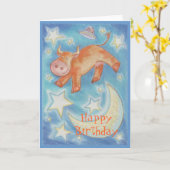 Über dem Mond "Happy Birthday"-Kartenvordertext Karte (Gelbe Blume)