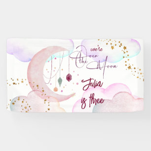 Über dem Mond herrlicher pastellfarbener Kindergeb Banner