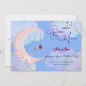 Über dem Mond herrlicher pastellfarbener Kindergeb Einladung (Vorderseite)