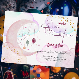 Über dem Mond herrlicher pastellfarbener Kindergeb Einladung