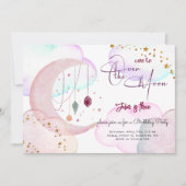 Über dem Mond herrlicher pastellfarbener Kindergeb Einladung (Vorderseite)