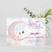 Über dem Mond herrlicher pastellfarbener Kindergeb Einladung (Stehend Vorderseite)