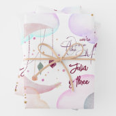 Über dem Mond herrlicher pastellfarbener Kindergeb Geschenkpapier Set (Beispiel)