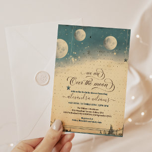 Über dem Mond Himmelsbabyparty Sterne Raum Einladung