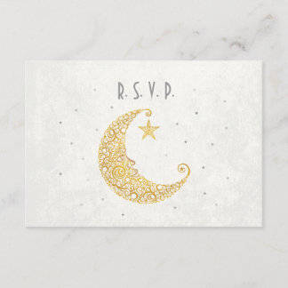 Über dem Mond Hochzeit RSVP-Karte Gold RSVP Karte