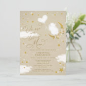 Über dem Mond Little Lamb Ballon Babydusche Einladung (Stehend Vorderseite)