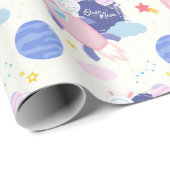 Über dem Mond mit einem niedlichen, sonnigen Astro Geschenkpapier (Rolleneckpunkt)