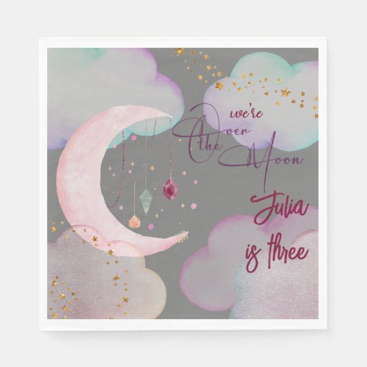 Über dem Mond Nachthimmel Kindergeburtstag Serviette (Vorderseite)