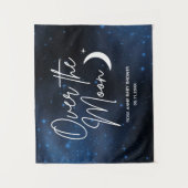 Über dem Mond Name Datum Kinderdusche Wandteppich (Vorderseite)