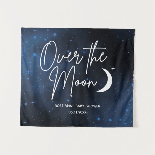 Über dem Mond Name Datum Kinderdusche Wandteppich (Vorderseite (Horizontal))