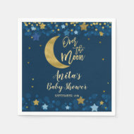 Über dem Mond Navy Baby Shower Gold Glitzer Serviette
