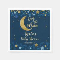 Über dem Mond Navy Baby Shower Gold Glitzer