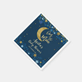 Über dem Mond Navy Baby Shower Gold Glitzer Serviette (Ecke)