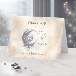 Über dem Mond Neutral Baby Dusche Danke Karte