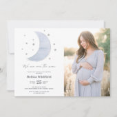 Über dem Mond Neutral Baby Shower Foto Einladung (Vorderseite)