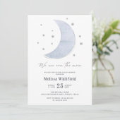 Über dem Mond Neutral Baby Shower Party Einladung (Stehend Vorderseite)