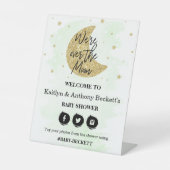 Über dem Mond | Neutrale Babydusche Begrüßung Sockelschild (Vorderseite)