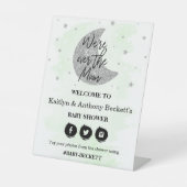 Über dem Mond | Neutrale Babydusche Begrüßung Sockelschild (Vorderseite)