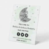 Über dem Mond | Neutrale Babydusche Begrüßung Sockelschild (Vorderseite)