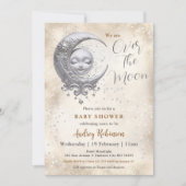 Über dem Mond - Neutrale Babydusche Einladung (Vorderseite)