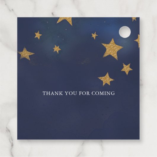 Über dem Mond - Neutrale Babydusche Geschenkanhänger (Rückseite)